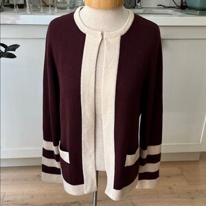 Cashmere by Chow Women's Burgundy and Cream 85% silk 25% cashmere blend Cardigan